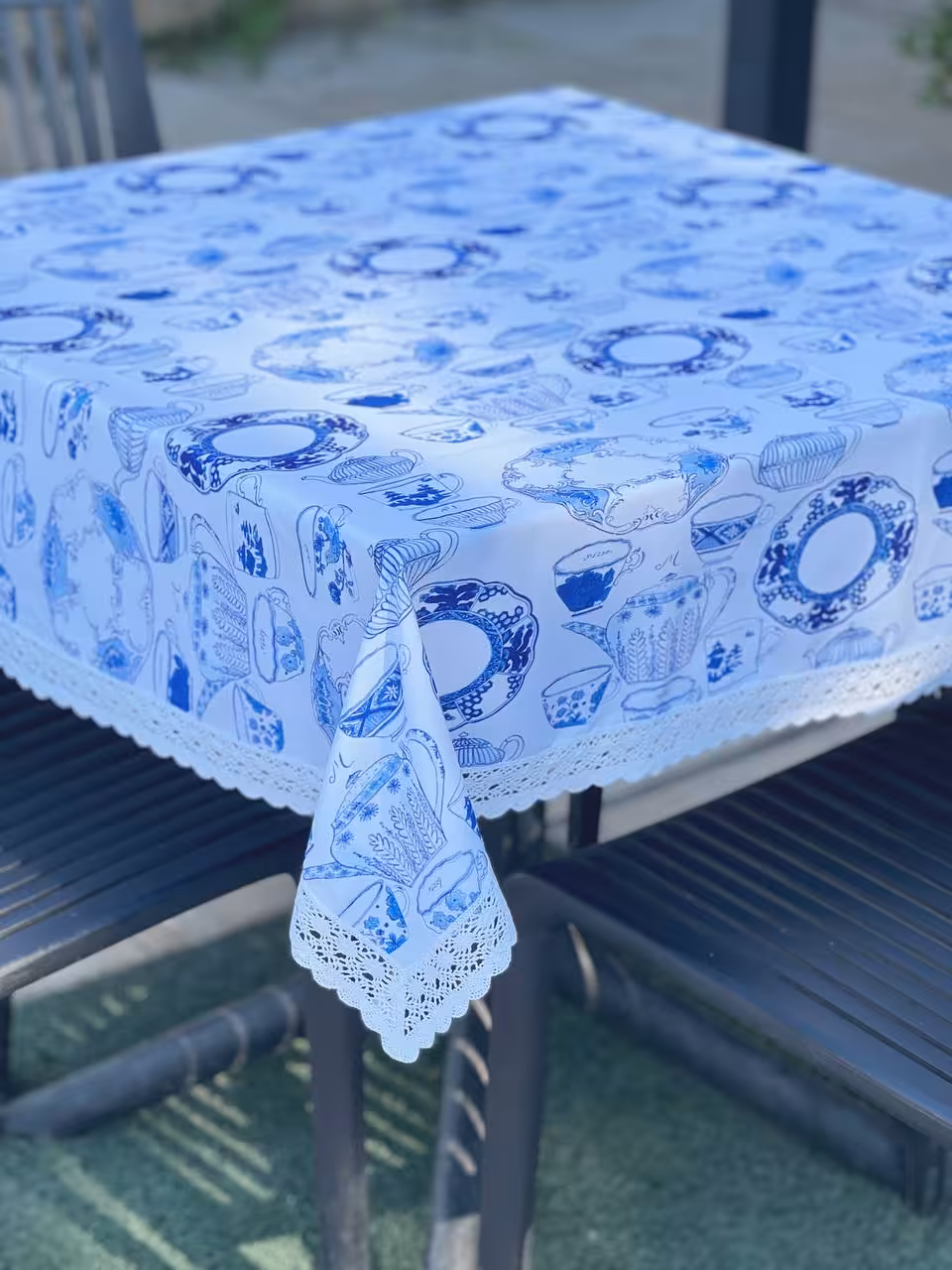 رومیزی پارچه ای قلم آبی