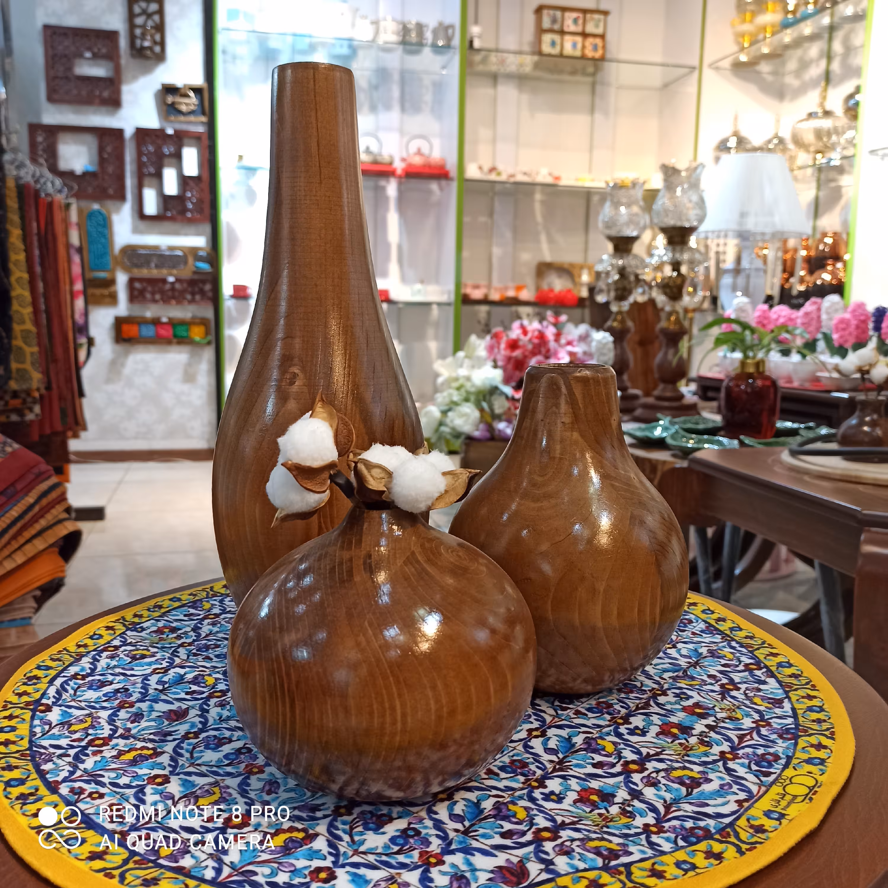 گلدان گلدان چوبی گلدان سه عددی گلدان دکوری  وتزئینی