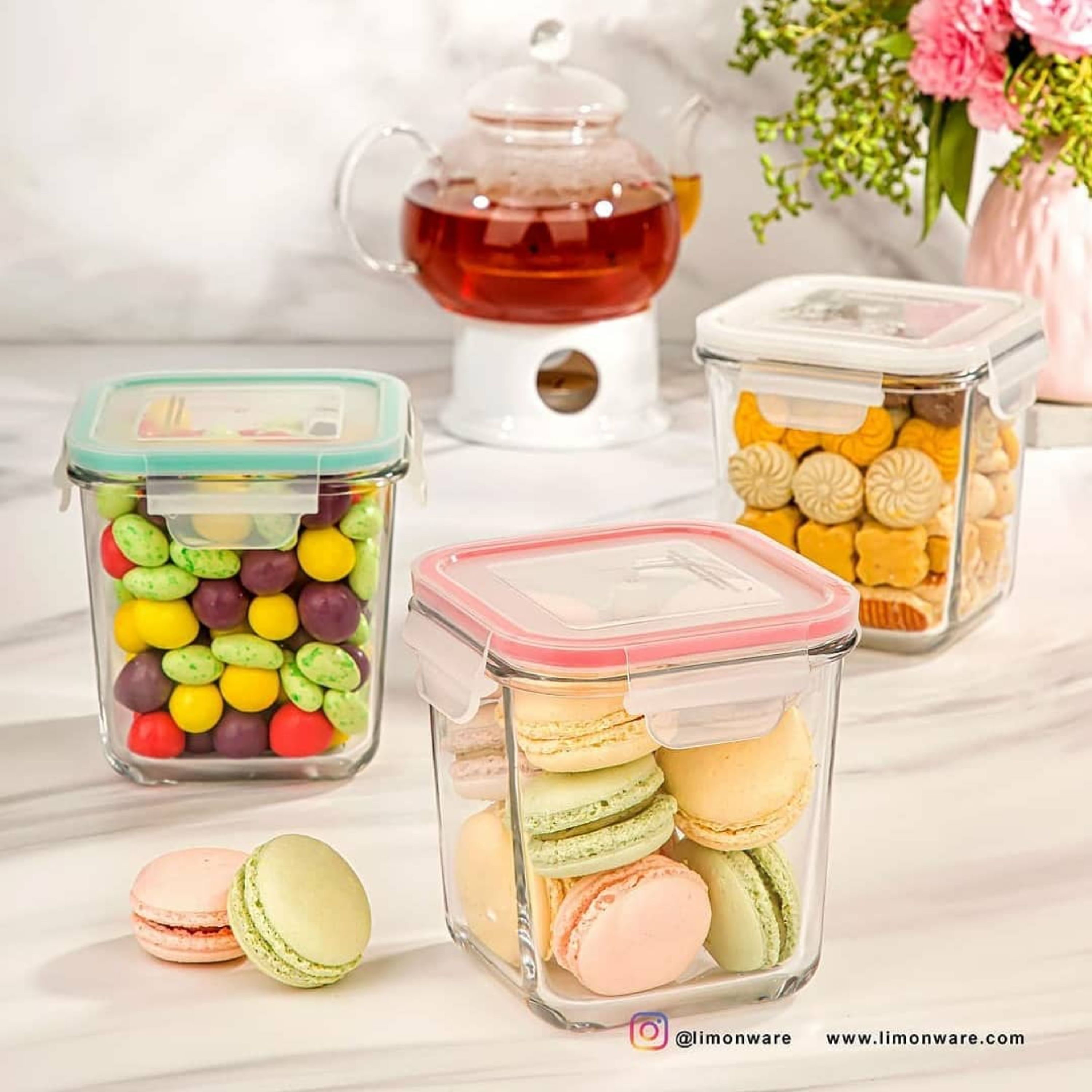 ظرف مربع شیشه ای860 میلی لیتر لیمون