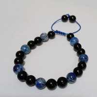 دستبند سنگ طبیعی،ترکیب لاجورد و اونیکس