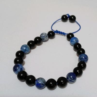 دستبند سنگ طبیعی،ترکیب لاجورد و اونیکس