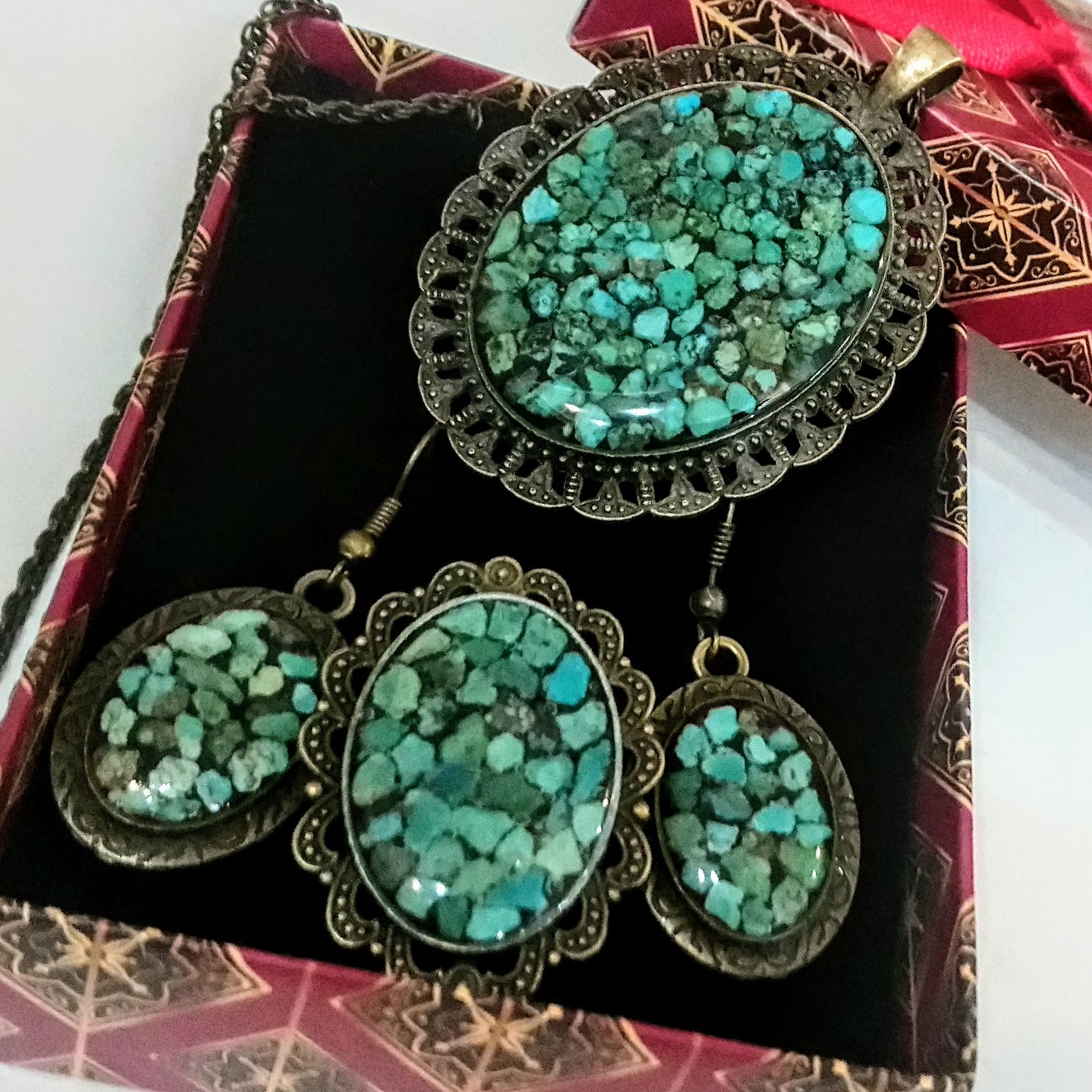 ست فیروزه کوبی برنزی