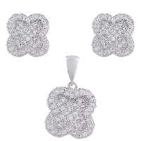 نیم ست نقره زنانه -مدل گلبرگ -کد SHS-09