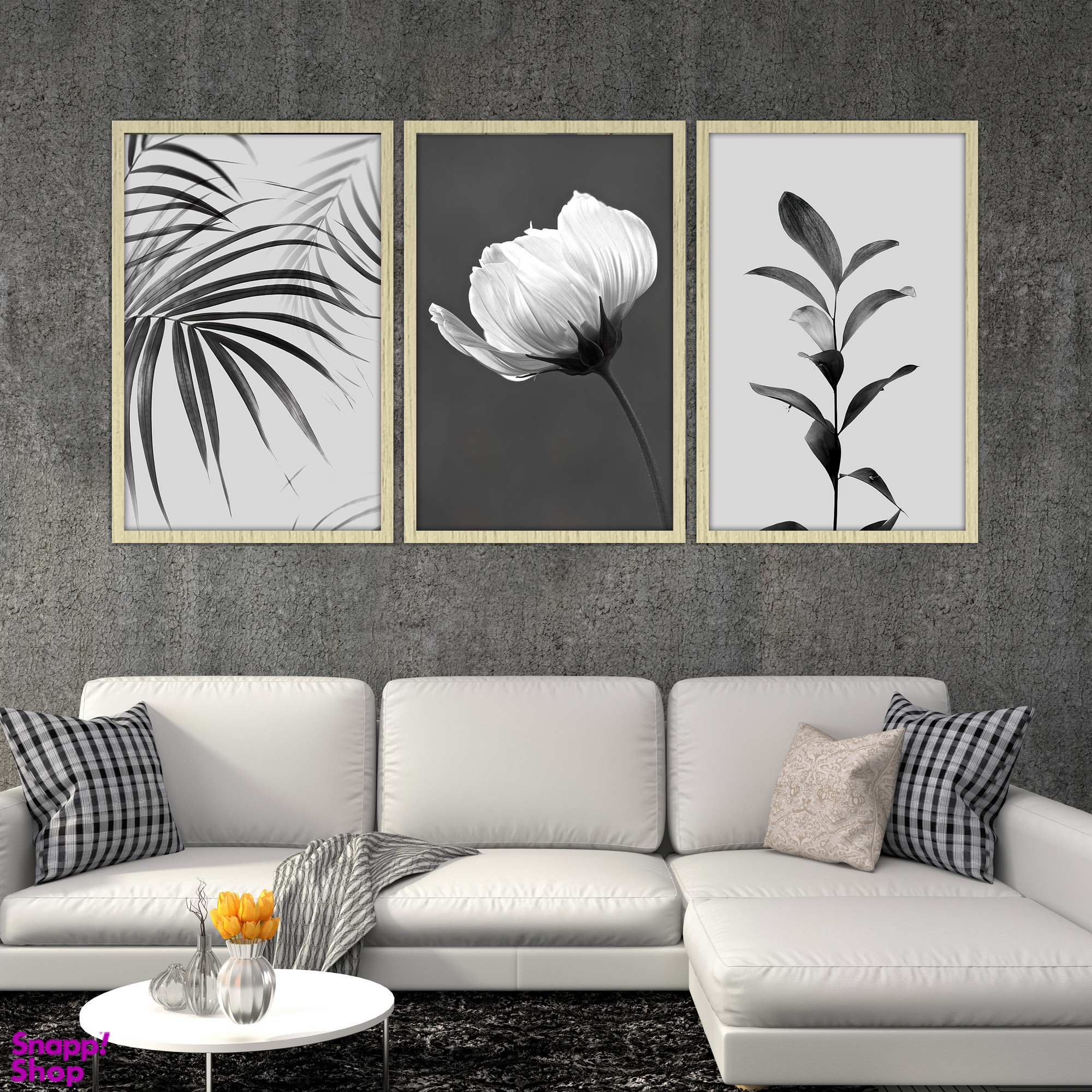 تابلو بکلیت طرح گل و برگ مدل BE-1526 مجموعه 3 عددی