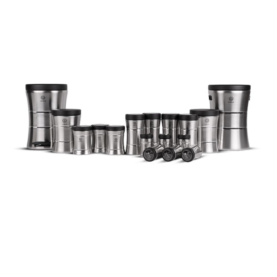 سرویس آشپزخانه اورانوس 17 پارچه استیل درب مشکی 