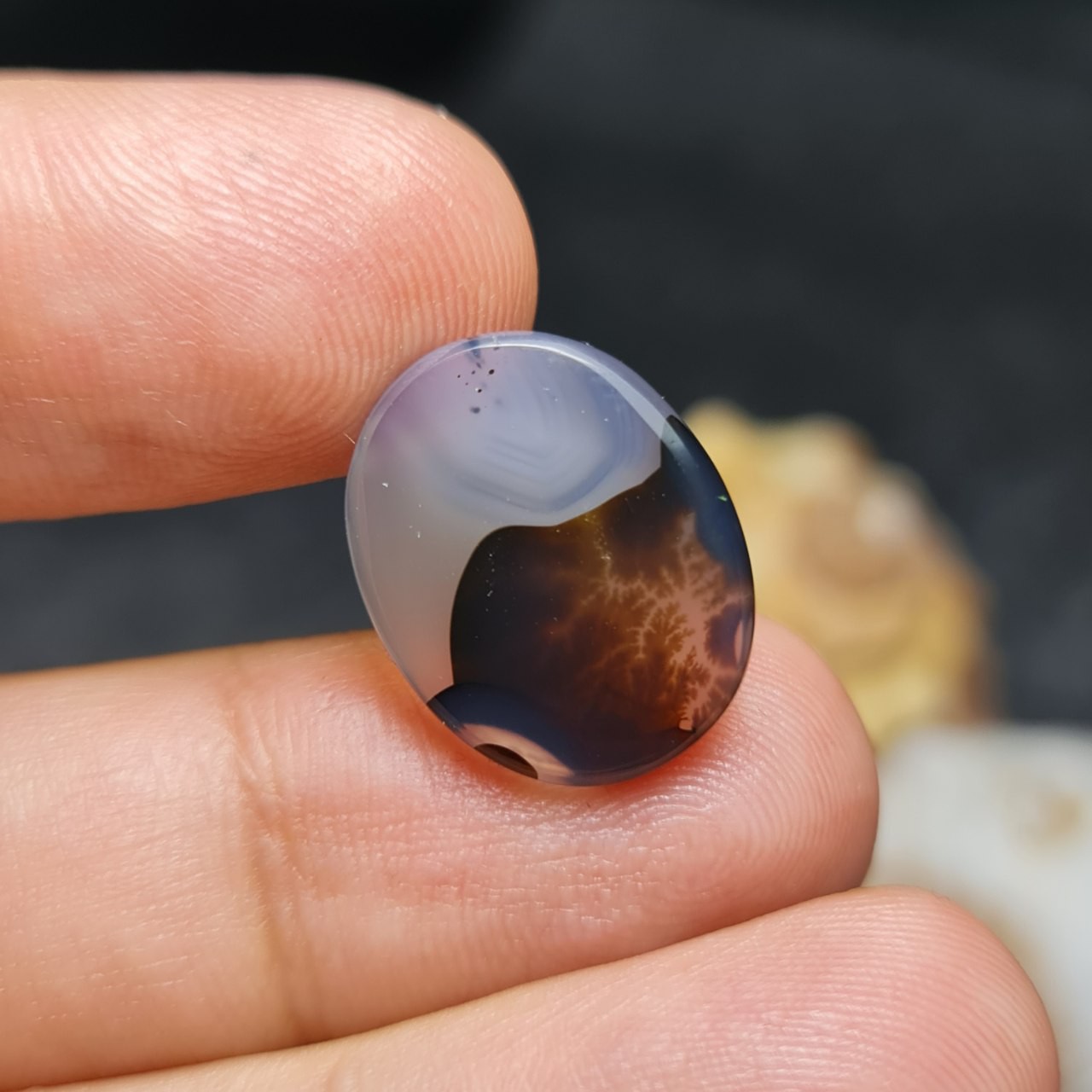  نگین فوق العاده زیبای سنگ صد درصد طبیعی عقیق شجر اصل معدنی 
کد  28067