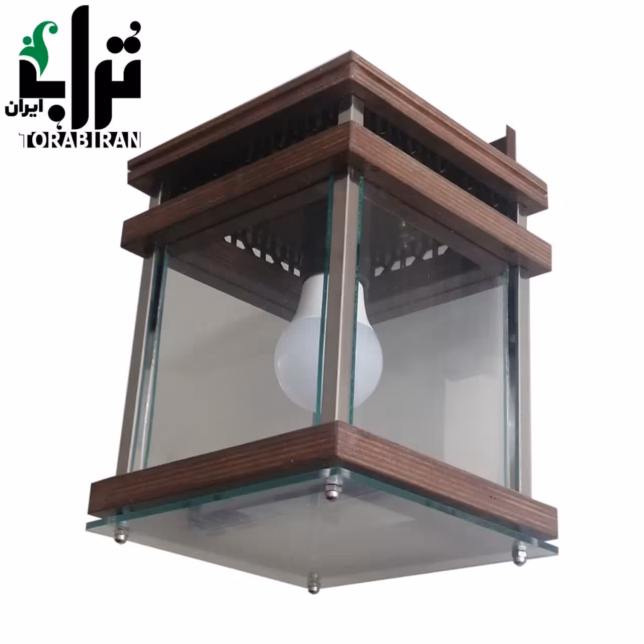 چراغ دیوارکوب استیل و چوب ضدآب مناسب حیاط و فضای بیرون