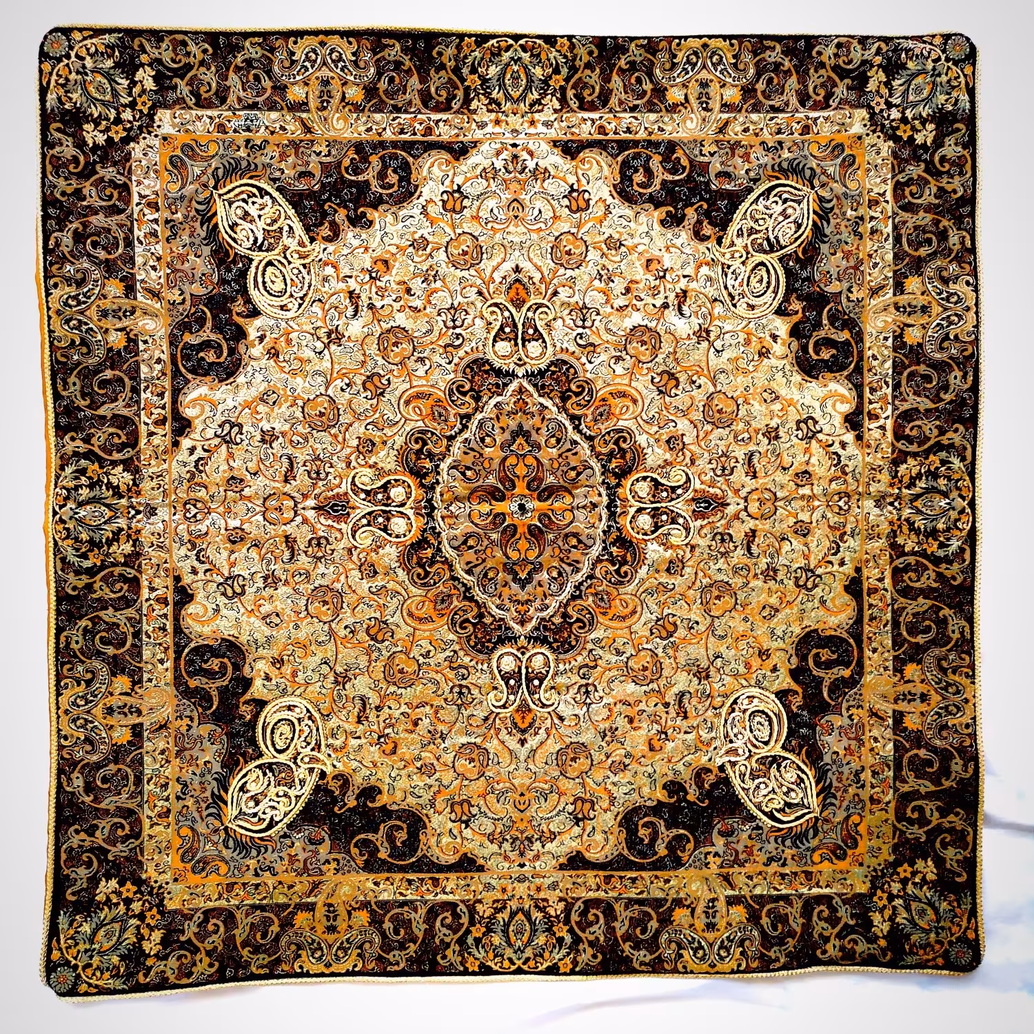 سرویس پنج تکه ترمه اصل یزد مهردار (سرمه دوزی شده با دست )