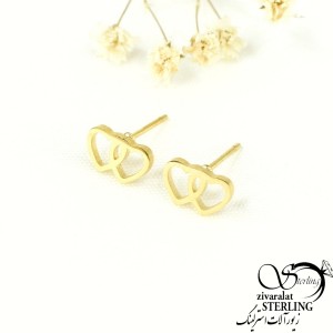 گوشواره قلب دوتایی استیل کد 7624