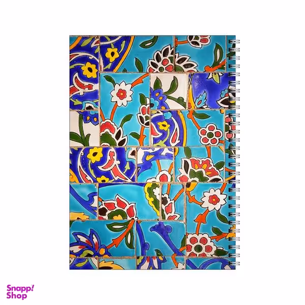 دفتر مشق 50 برگ بامبیلیپ طرح کاشی کاری فیروزه ای کد 5632085