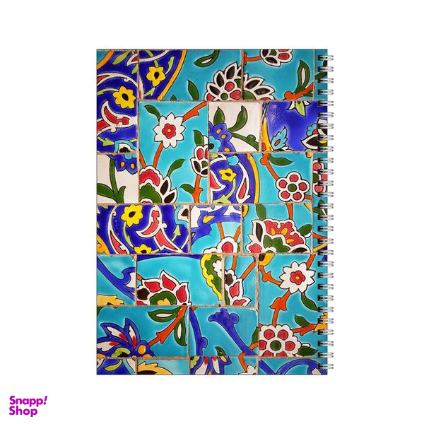 دفتر مشق 50 برگ بامبیلیپ طرح کاشی کاری فیروزه ای کد 5632085