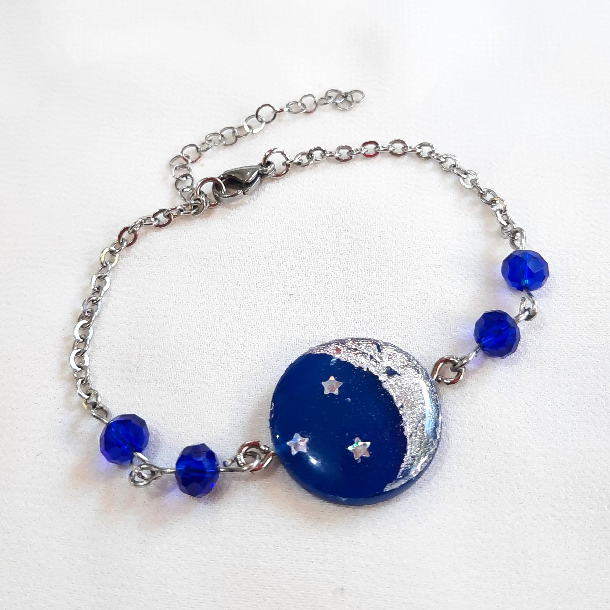 دستبند ماه و ستاره استیل رنگ ثابت قابل تنظیم سایز بدلیجات زیورآلات دستساز 