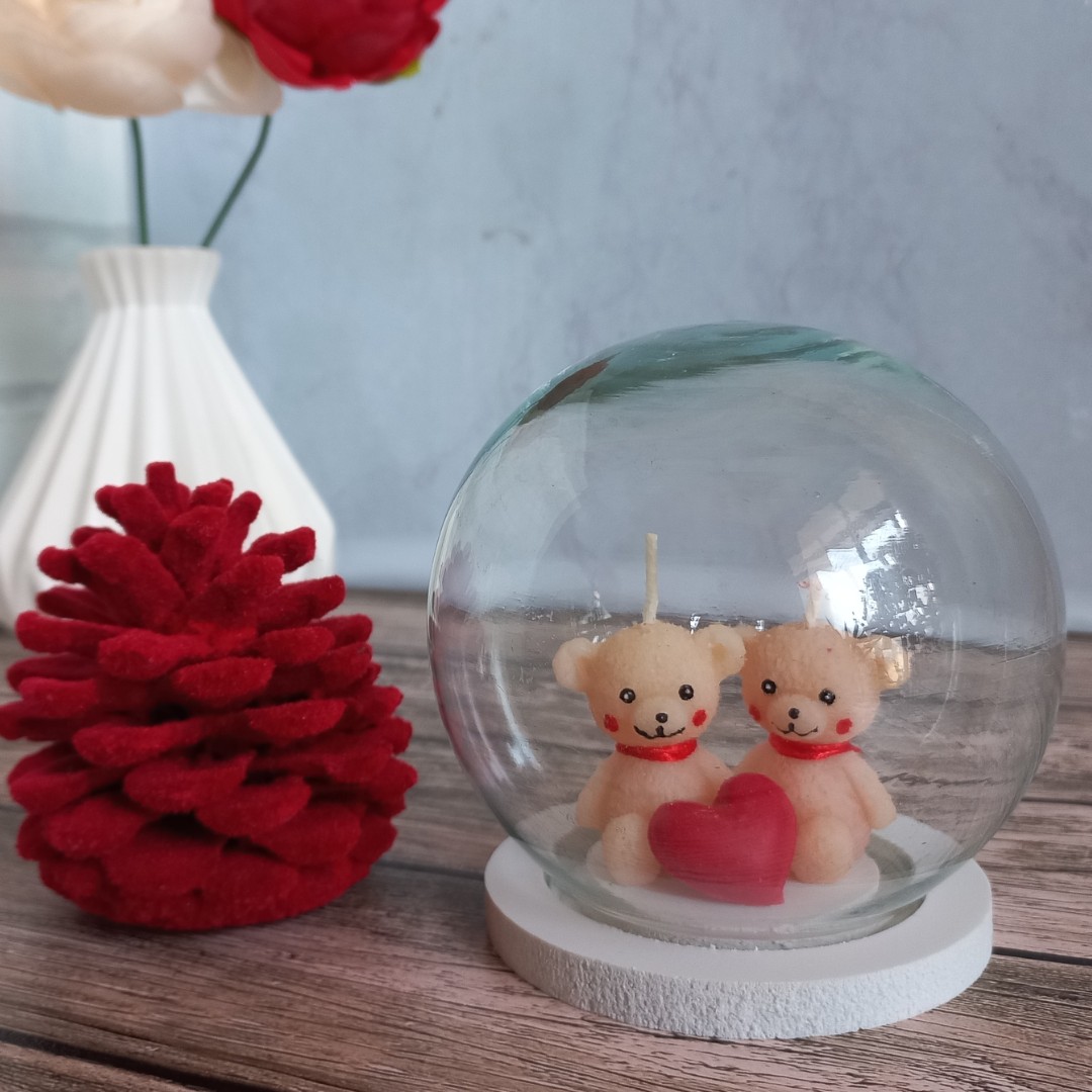 شمع  خرس تدی شیشه ای