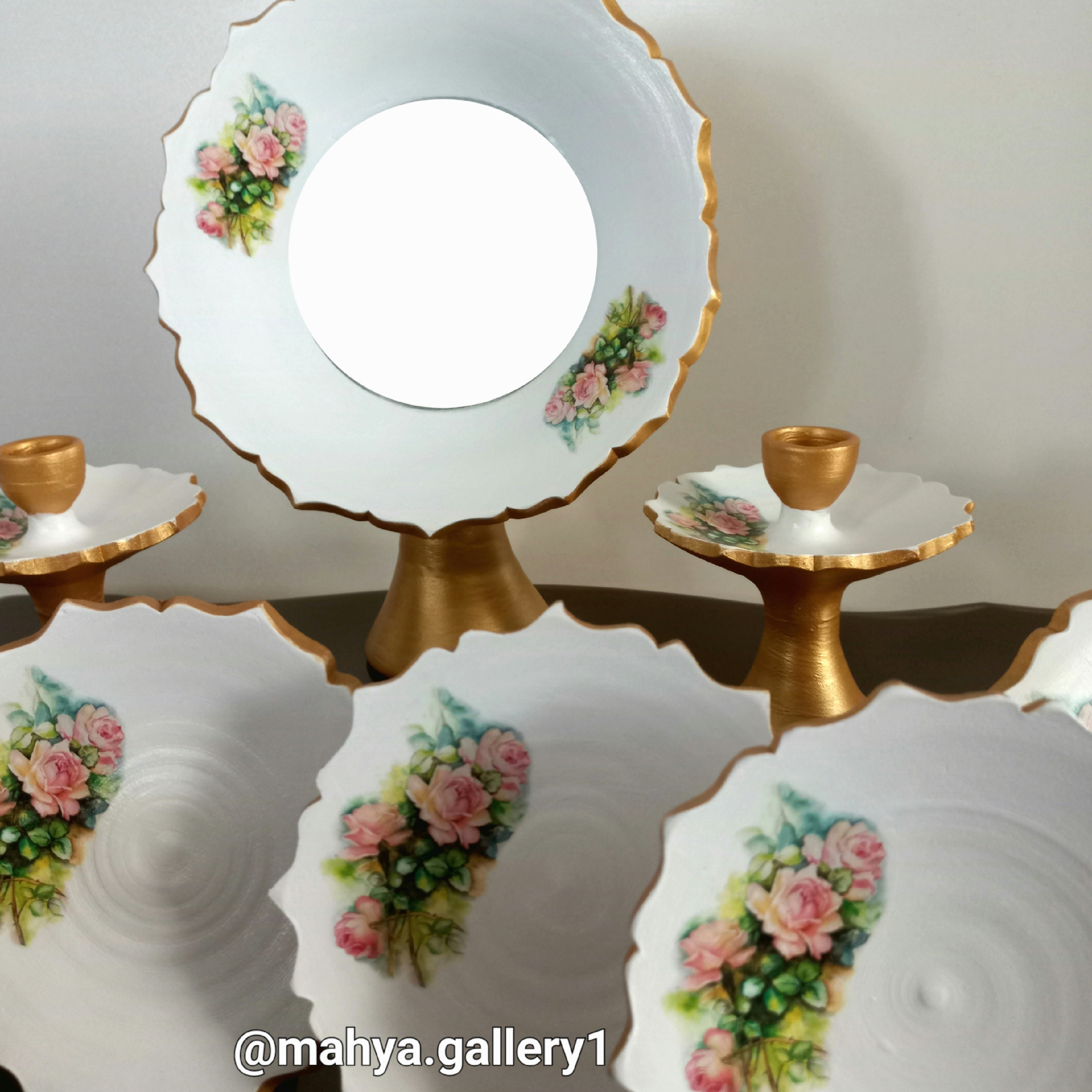 هفتسین شیک سفالی طرح گل رز   9 تکه 