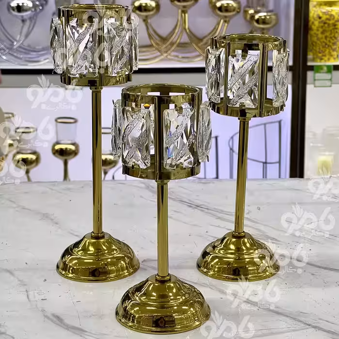 جاشمعی فلزی 3عددی نگین مستطیل