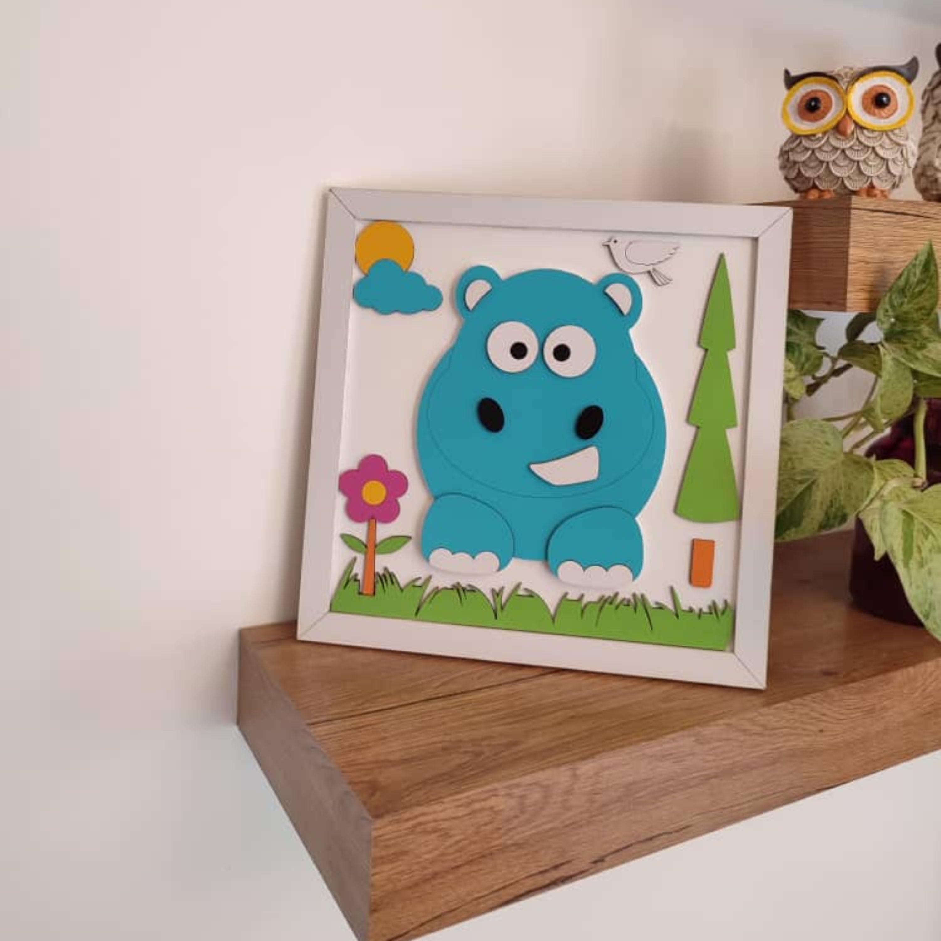 تابلو دیواری اتاق کودک طرح اسب آبی خندان