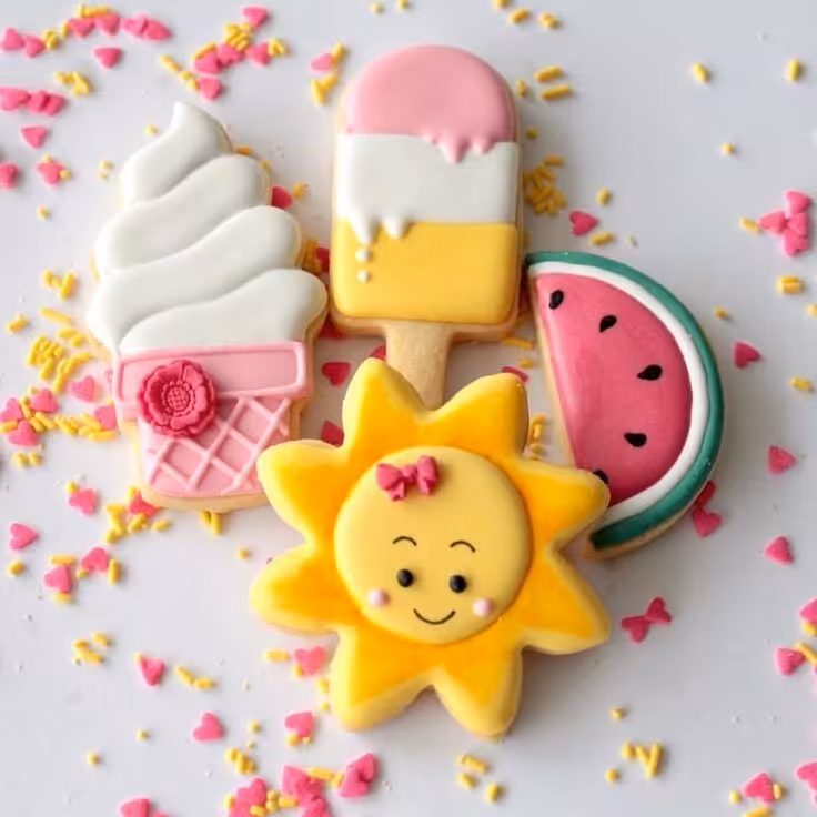 کوکی دکوراتیو (رویال آیسینگ) پک چهارتایی تم تابستانی‌‌‌‌