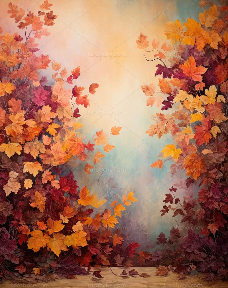 بک دراپ پاییزی با برگ های زرد و نارنجی | گرافیک با طعم تربچه