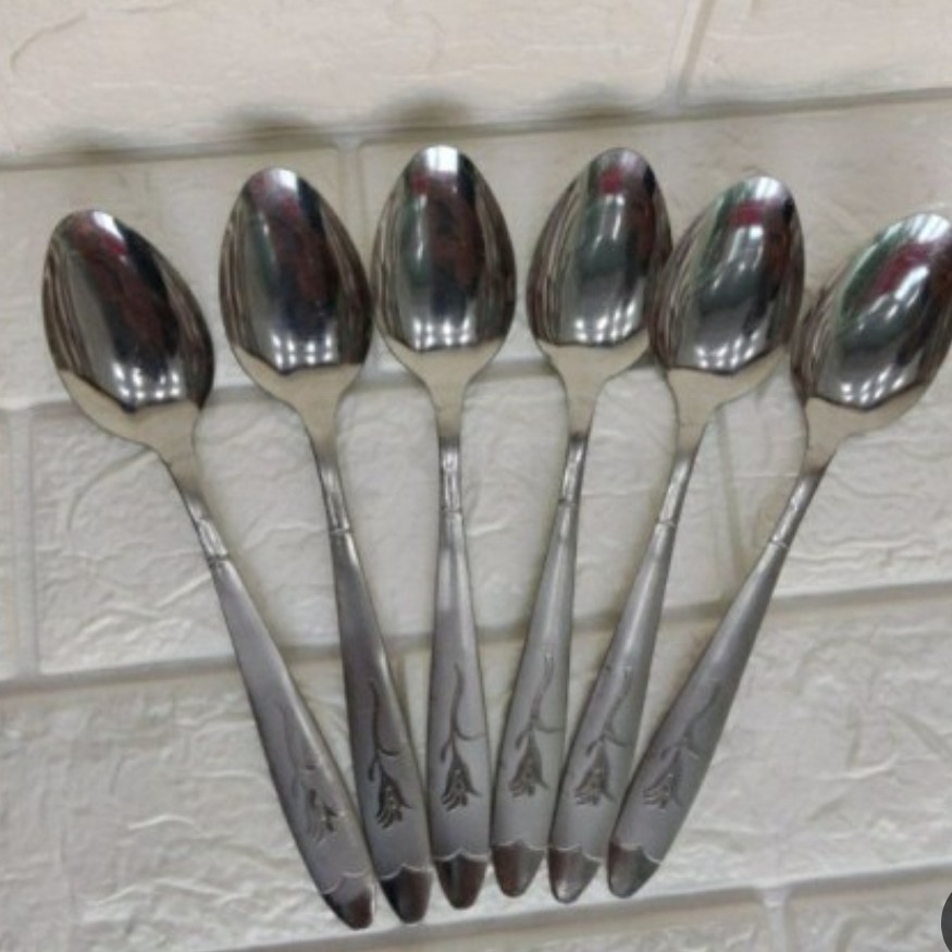 قاشق چایی خوری 6عددی  طرح گل میخک 