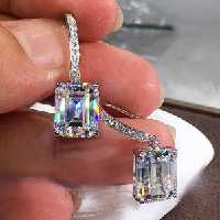 گوشواره نگین مربعی درشت آویز کدE407