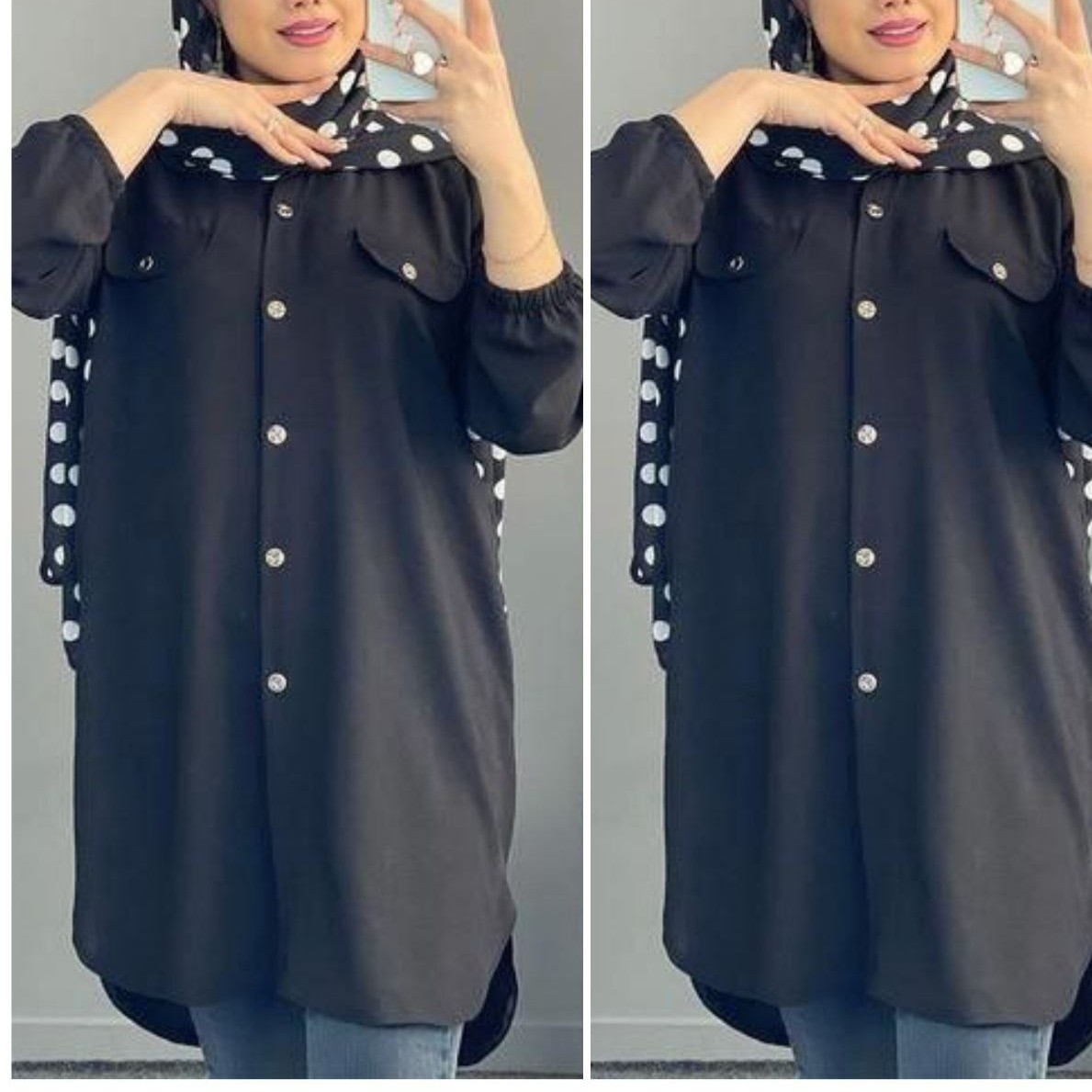 تونیک مانتویی مشکی محرمی