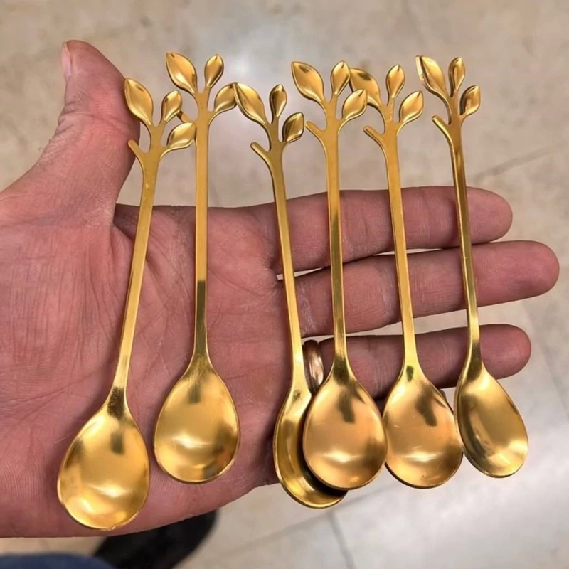 قاشق چای خوری برگ طلایی L16 | amazonchi