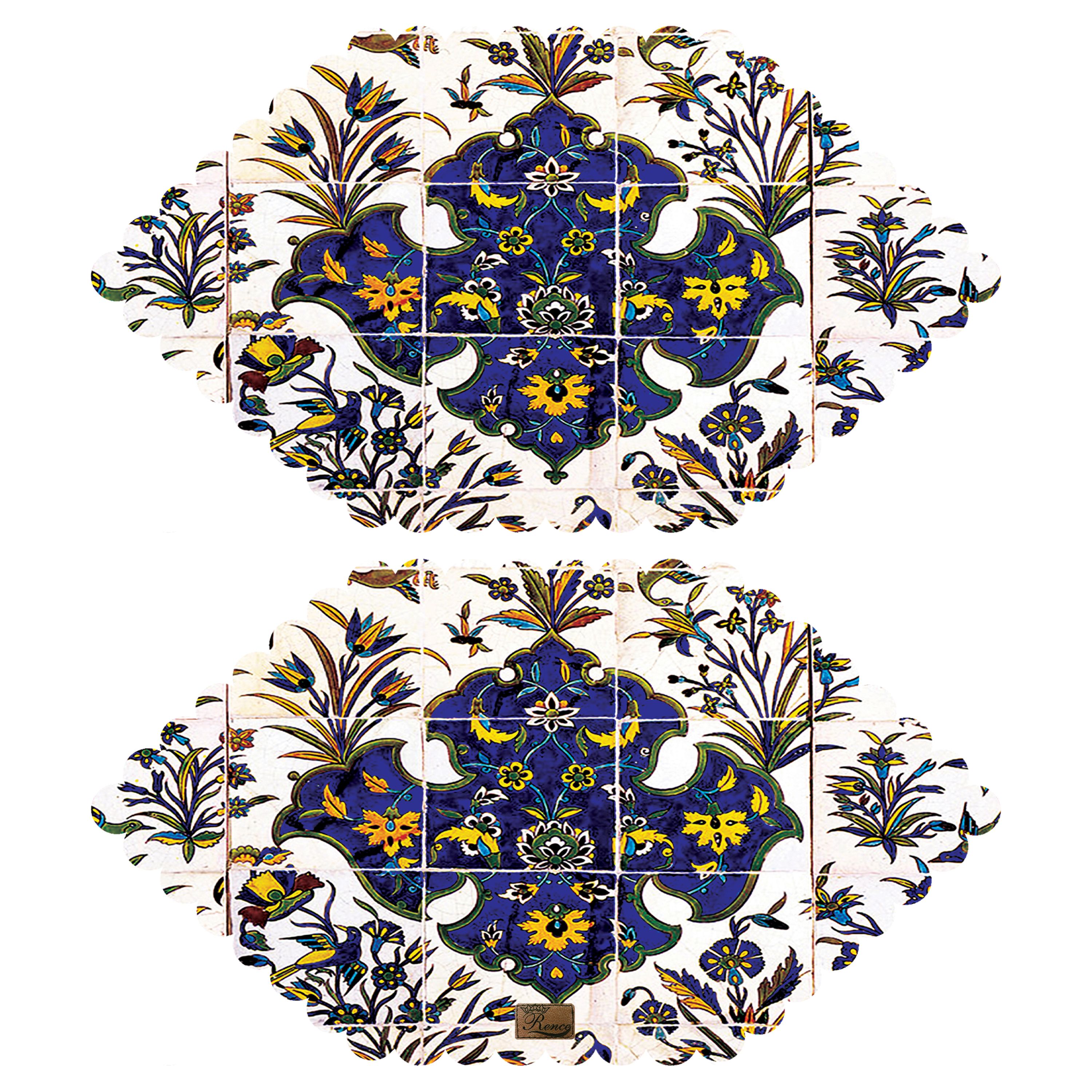 رومیزی مخمل طرح سنتی دو عدد سایز 30 در 50 مدل T5-21 شرکت رنس