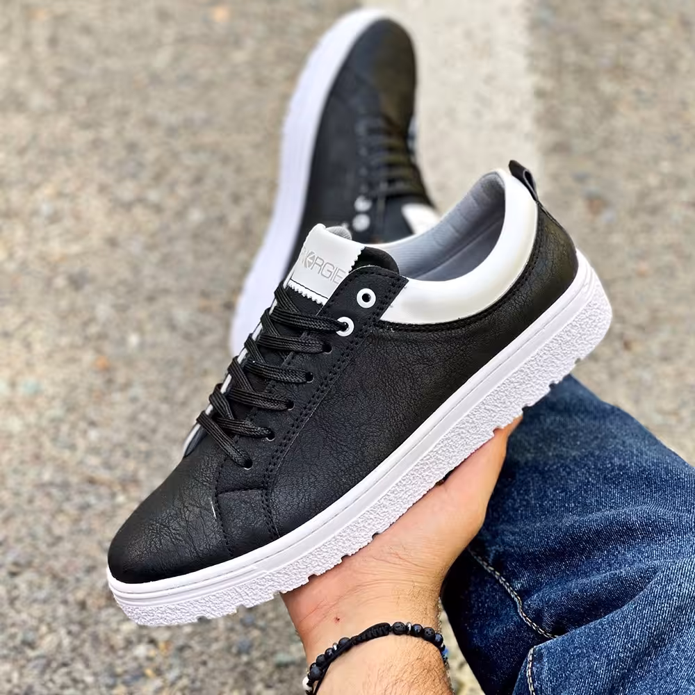 ونس مشکی مردانه طرح چرم مدل انرژی دوردوخت-کد 1443