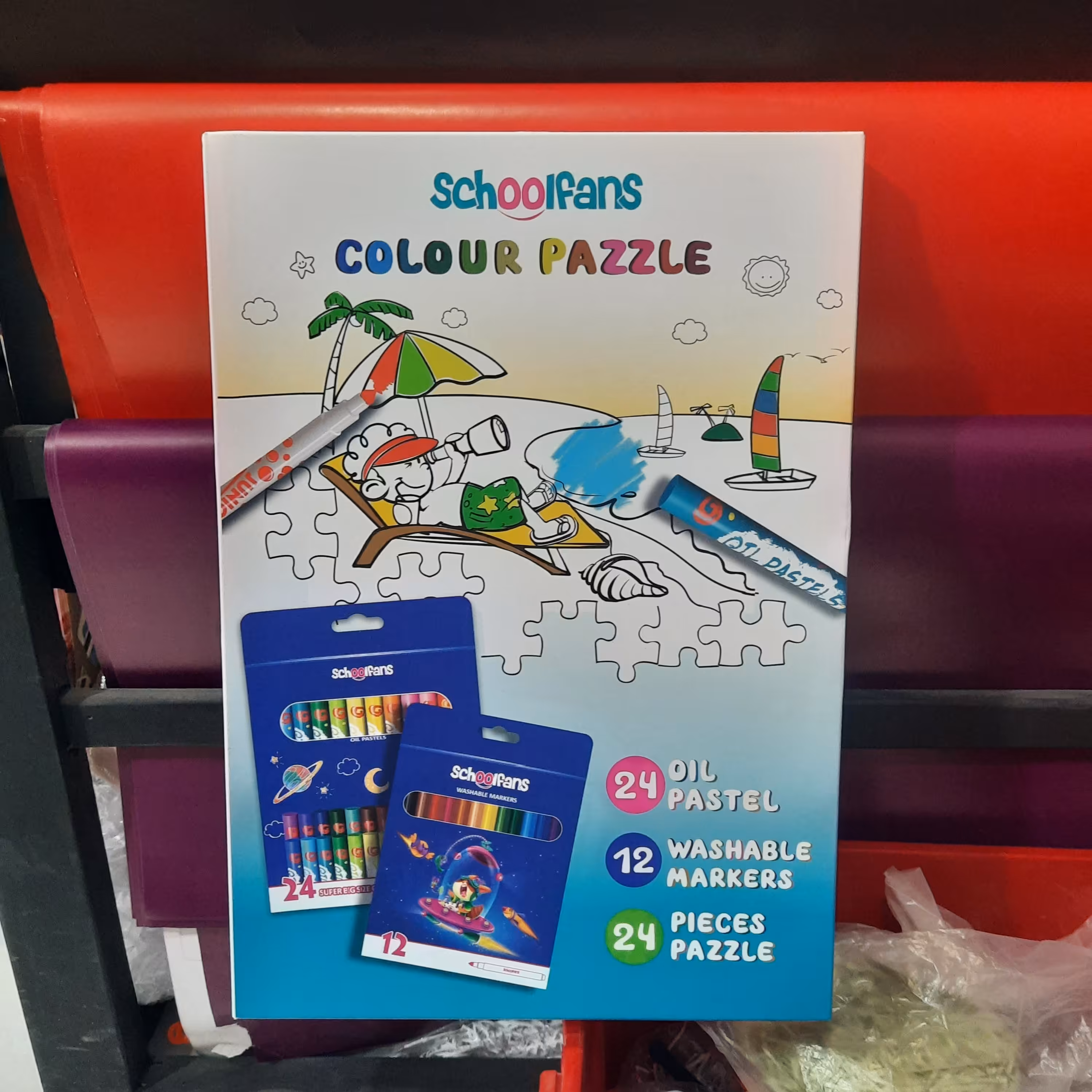 ماژیک نقاشی  24رنگ اسکول فنس همرا با پازل 24 تیکه