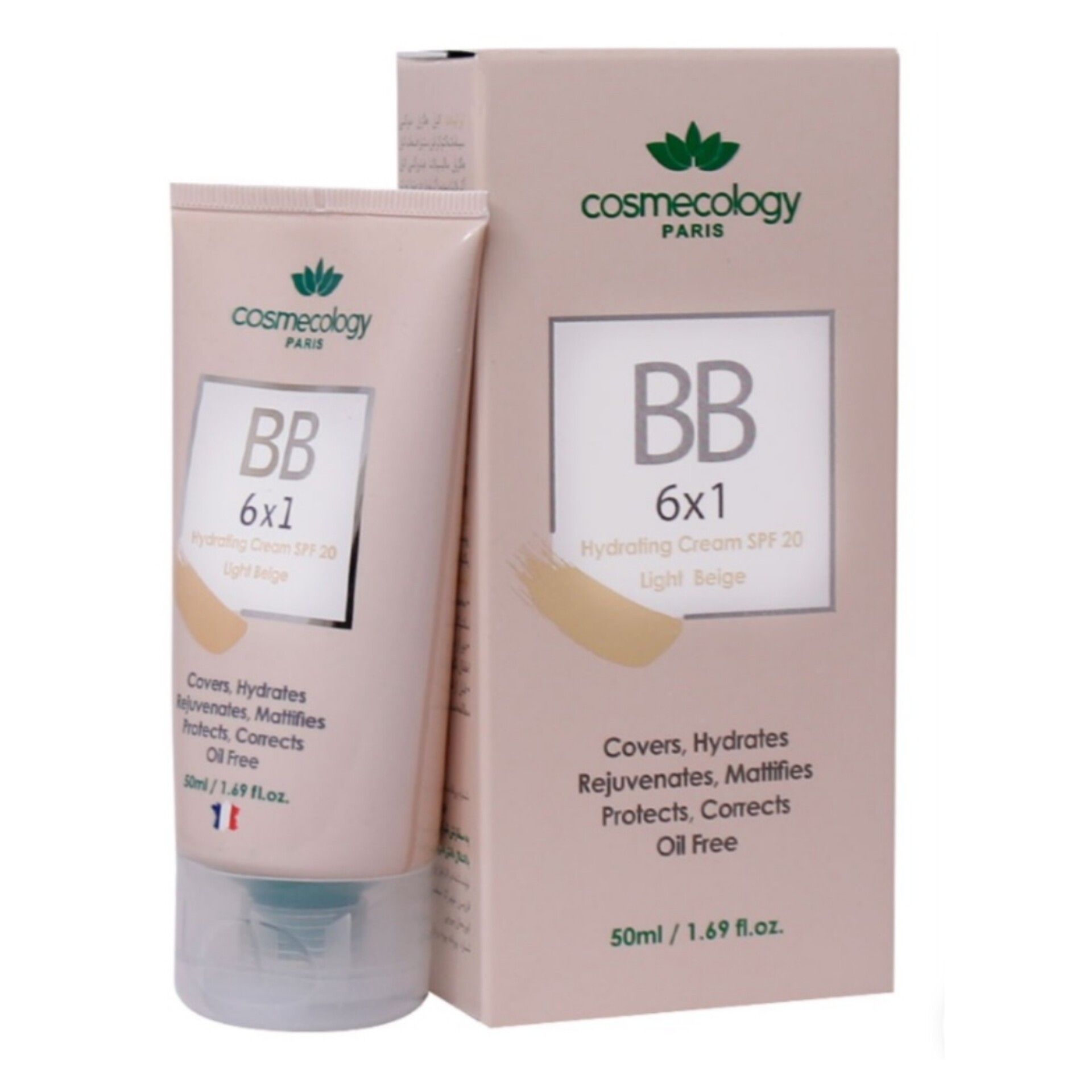 کرم 6 در 1 رطوبت رسان رنگی فاقد چربی spf20 کاسمکولوژی بژ روشن 