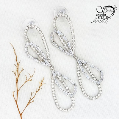 گوشواره آویز پاپیون نگین الماسی کد 12191