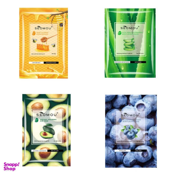 ماسک ورقه ای صورت سیمو مدل بلوبری، آلوئه ورا، آووکادو و عسل مجموعه 4 عددی