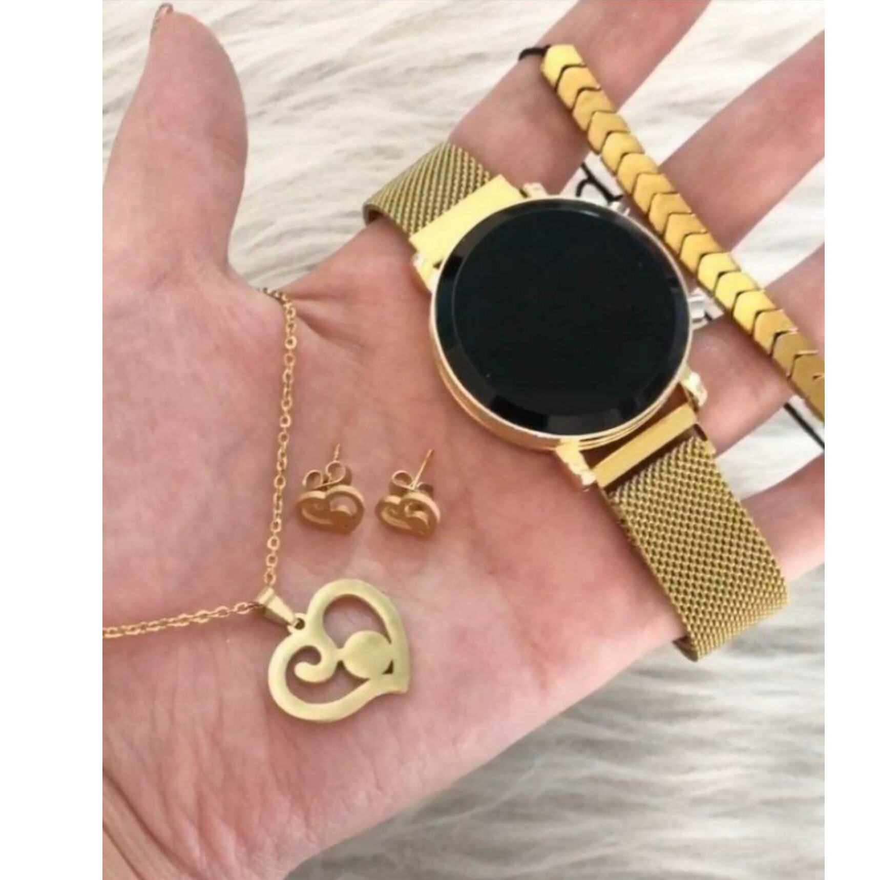 ساعت و دستبند زنانه دخترانه با گردنبند و گوشواره فقط به قیمت 335 تومان هدیه ویژه برای بانوان 