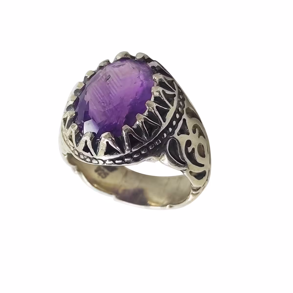 انگشتر نقره مردانه  آماتیس رکاب دستساز عیار925 اصل سلین کالا  mps-12145902