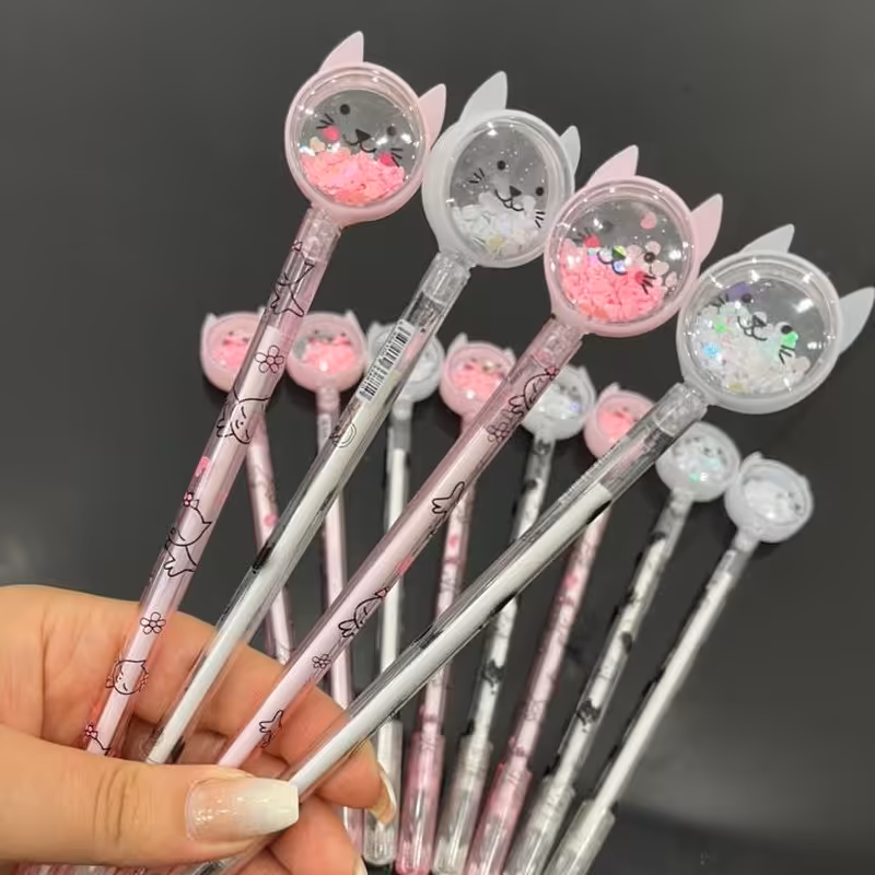 خودکار فانتزی گربه ای نوک ریز خودکار آبی دخترونه 0.5