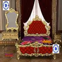 سرویس خواب دونفره کد 7014 چوب راش شامل تخت – دراور – قاب اینه – پاتختی