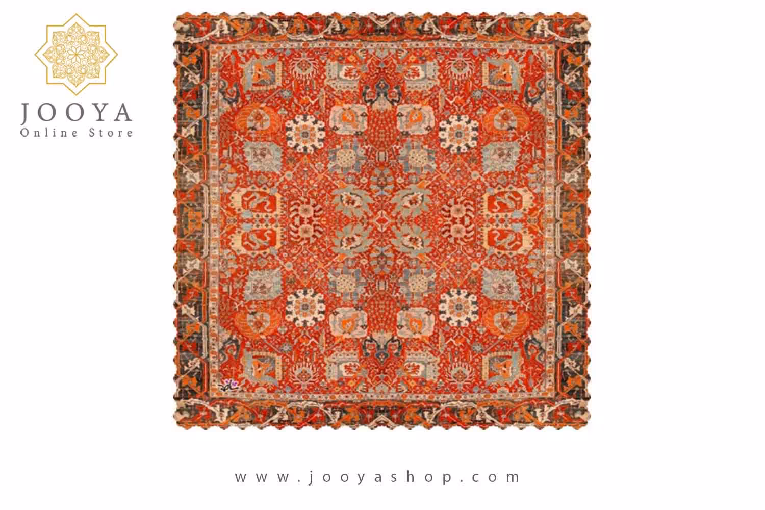 رومیزی مخمل مربع فرش نارنجی