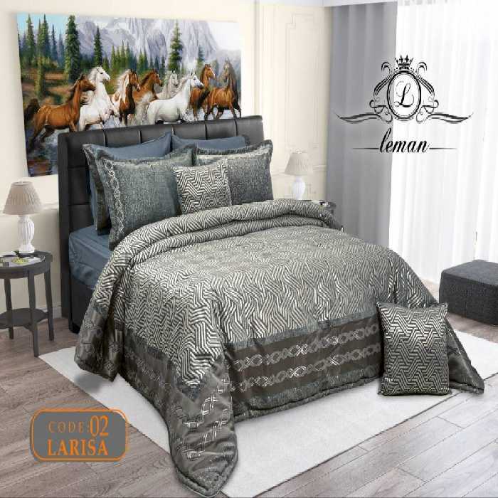 روتختی مخمل شانل لمان مدل Larisa دونفره 8 تکه رنگ طوسی