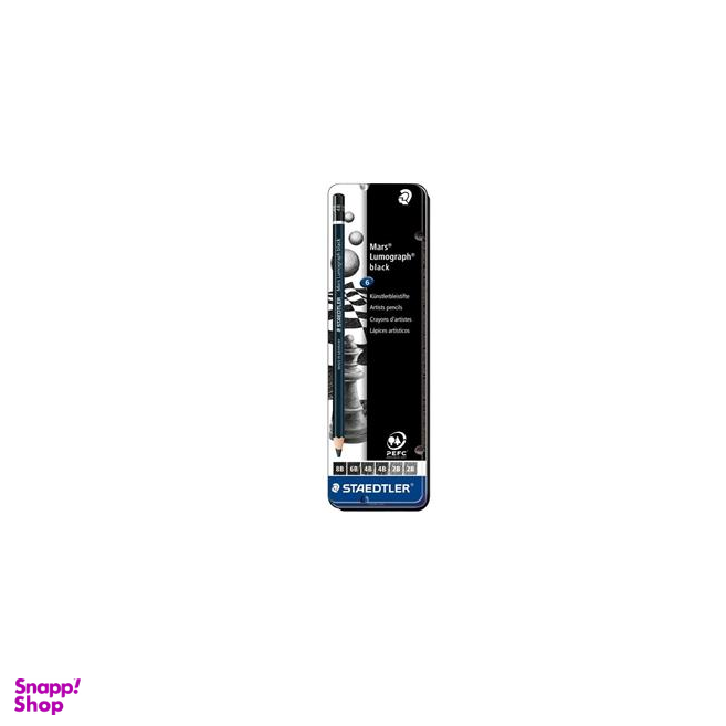 مداد طراحی استدلر (Steadler) مدل Mars Lumograph Black 100B G6 لموگراف بسته 6 عدد
