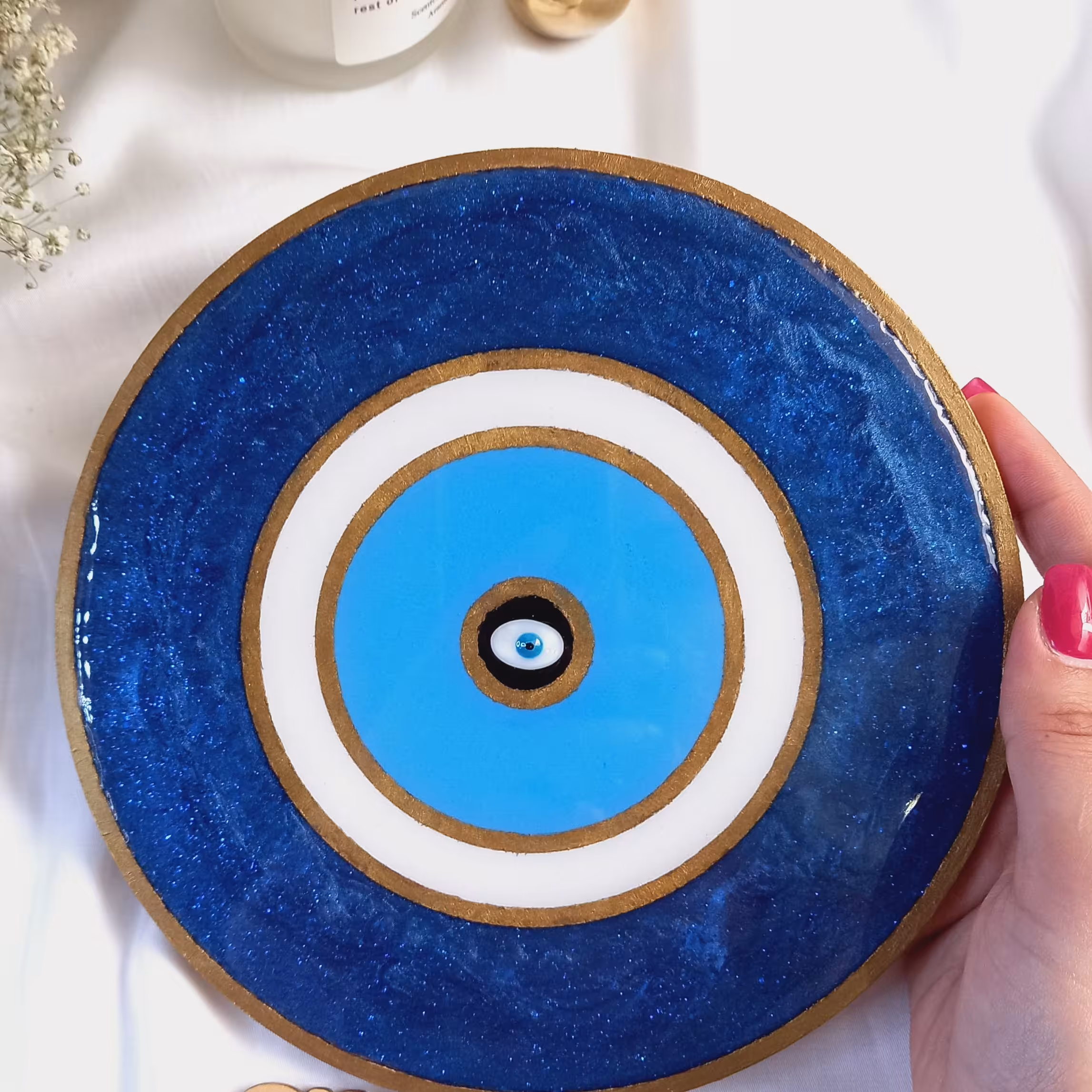 تابلو دکوراتیو چشم نظر از جنس چوب و رزین