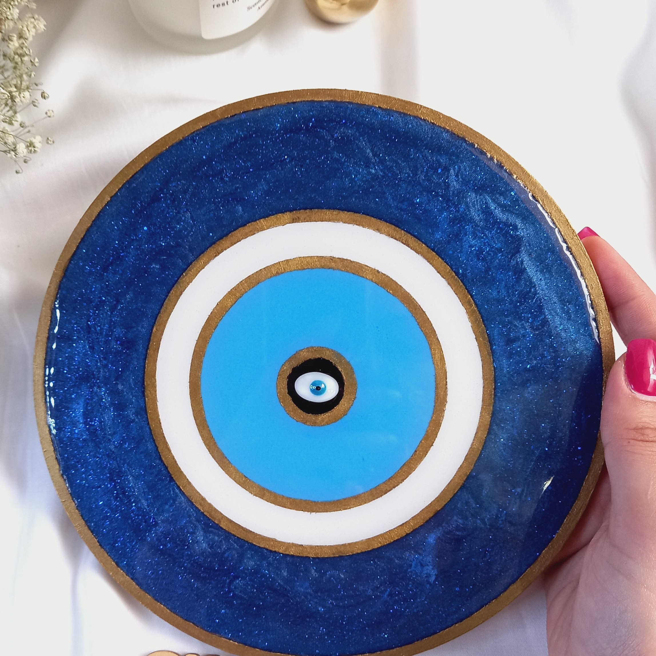 تابلو دکوراتیو چشم نظر از جنس چوب و رزین