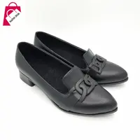 کفش چرم زنانه و دخترانه شیک مدل سوگو رنگ مشکی پاشنه سه سانتی سایز 37 تا 40