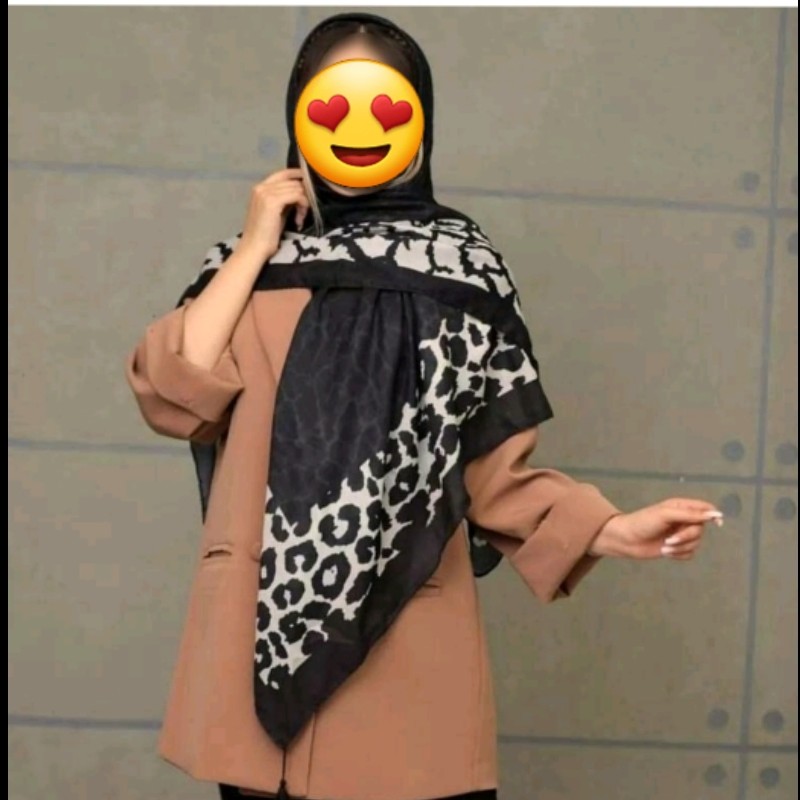 روسری طرح دار مشکی نخی
