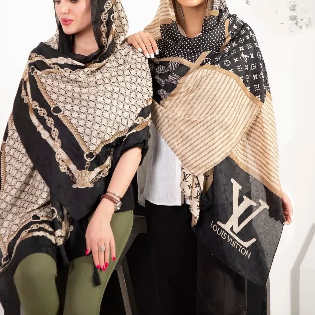 شال مجلسی کرم مشکی ترک منگوله دار 