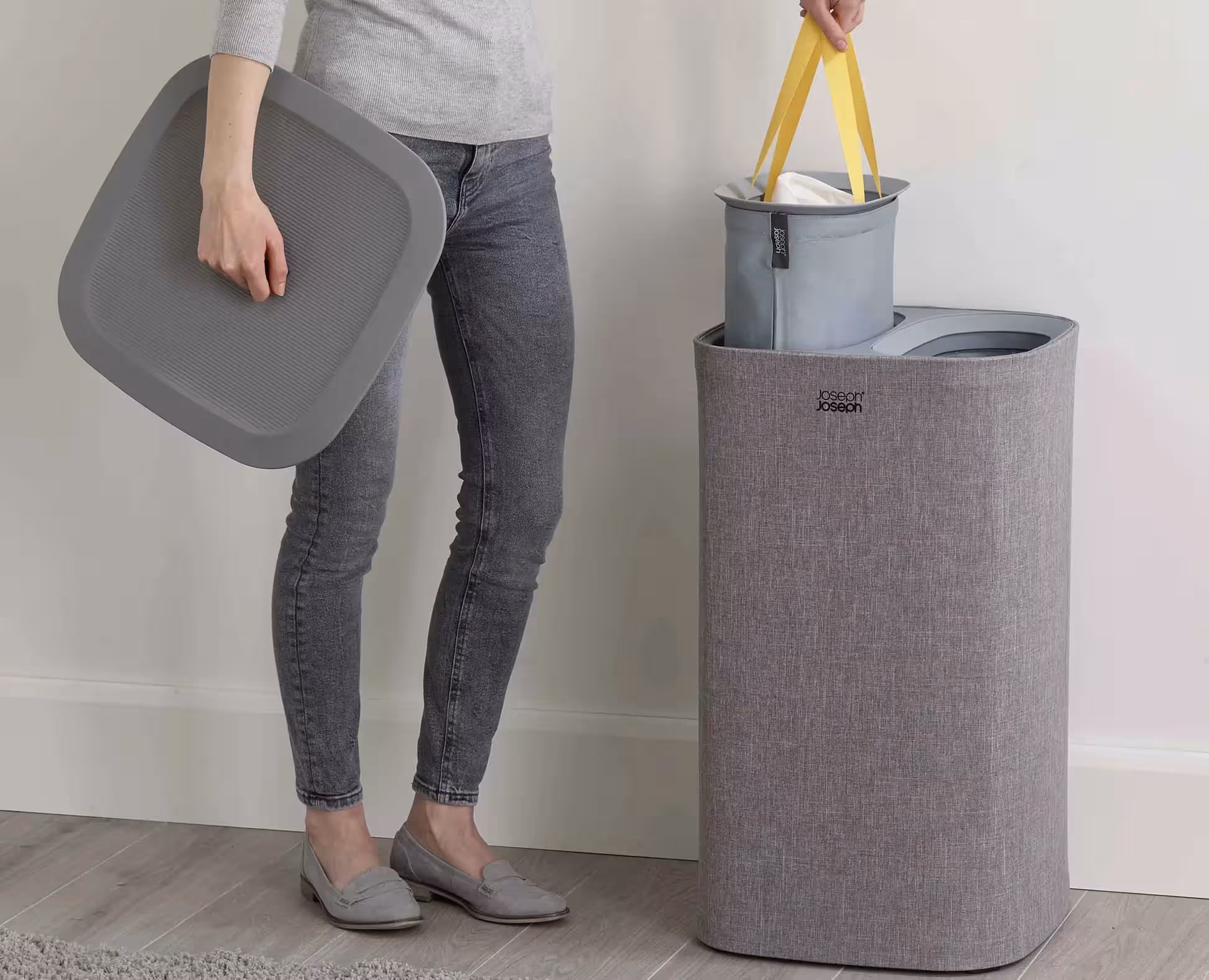 سبد لباس رختکن جوزف جوزف 60 لیتری مدل توتا خاکستریJoseph Joseph Tota Grey Laundry Separation Basket, 60 L