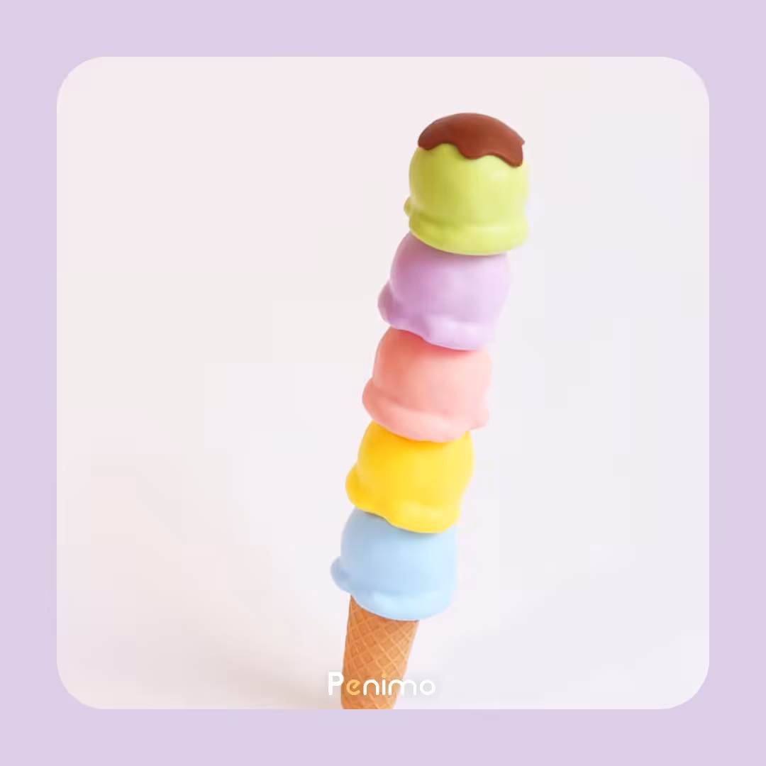 لوازم تحریر فانتزی هایلایتر فانتزی طرح بستنی قیفی2 (رنگ های پاستلی)