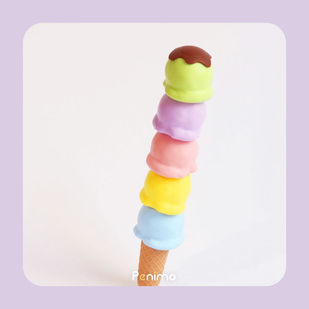 لوازم تحریر فانتزی هایلایتر فانتزی طرح بستنی قیفی2 (رنگ های پاستلی)