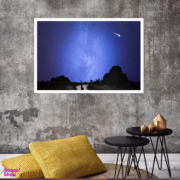 تابلو بکلیت طرح آسمان شب و شهاب سنگ مدل قاب شاسی W-s7980