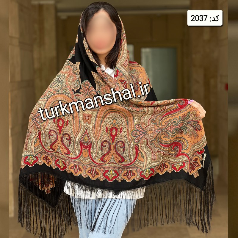 روسری ترکمن ابریشمی (ایتالیایی) کد 2037