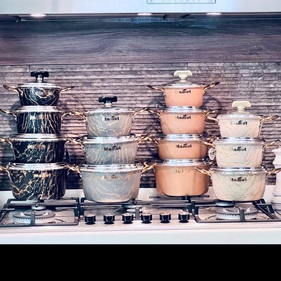 سرویس21پارچه فورج  ماموت طرح ببری دسته طلایی وعالی  